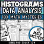 Histogram worksheets math mystery for 6th 7th 8th grade, no prep printable data analysis detective pack