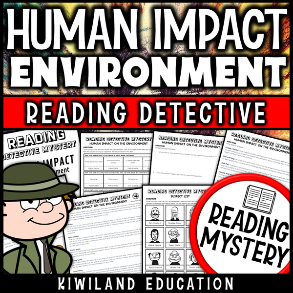 Human impact on the environment science reading mystery cover for grades 3-6