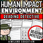 Human impact on the environment science reading mystery cover for grades 3-6