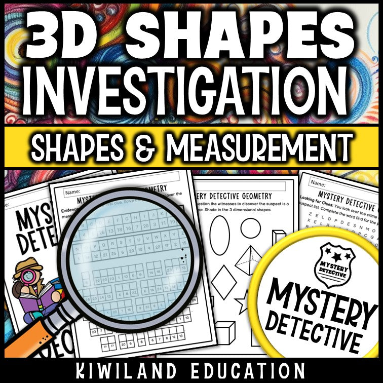 Identifying 2D and 3D shapes clue pages detective case