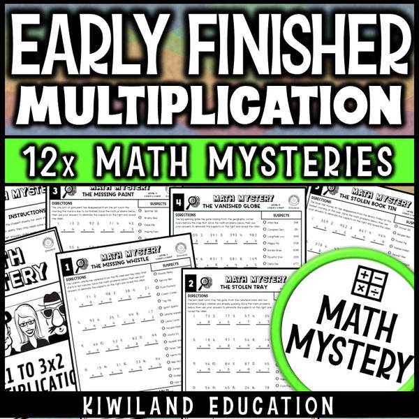 Im done now what early finishers multiplication math mystery worksheets, 12 printable cases