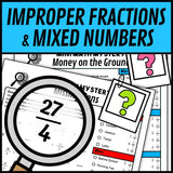 Sample improper fractions to mixed numbers worksheet, the Missing Pens mystery