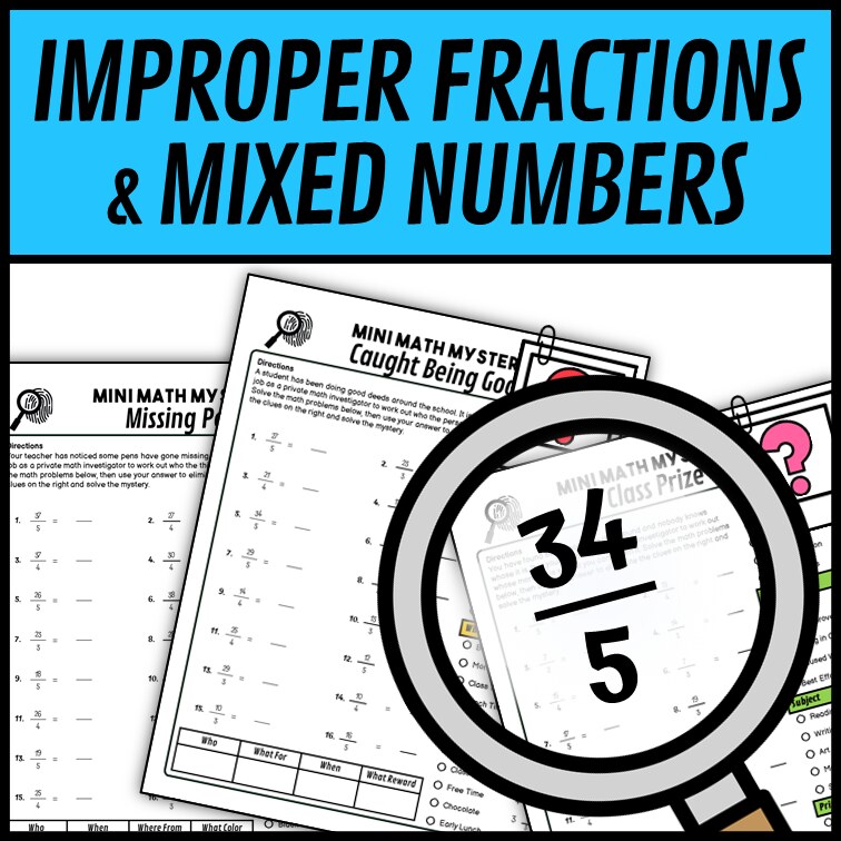 Multi-clue elimination page for converting improper fractions and mixed numbers