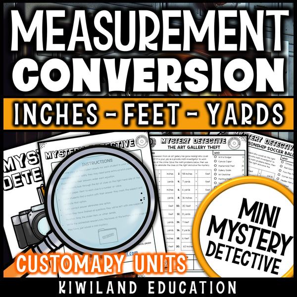 Inches feet yards conversion mystery detective activity