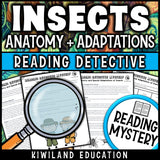 Printable nonfiction insect anatomy life-science reading comprehension passage for grades 3-6