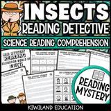 Insects and bugs reading mystery comprehension activity cover for grades 3-6