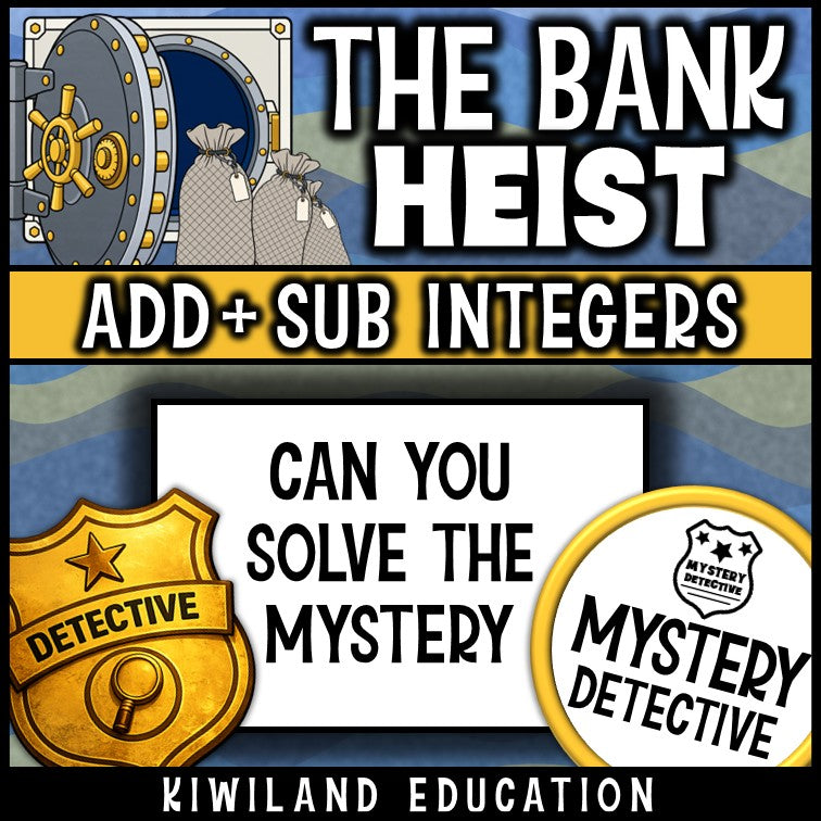 Integer review negative numbers middle school math detective challenge early finishers bank heist
