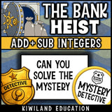 Integer review negative numbers middle school math detective challenge early finishers bank heist