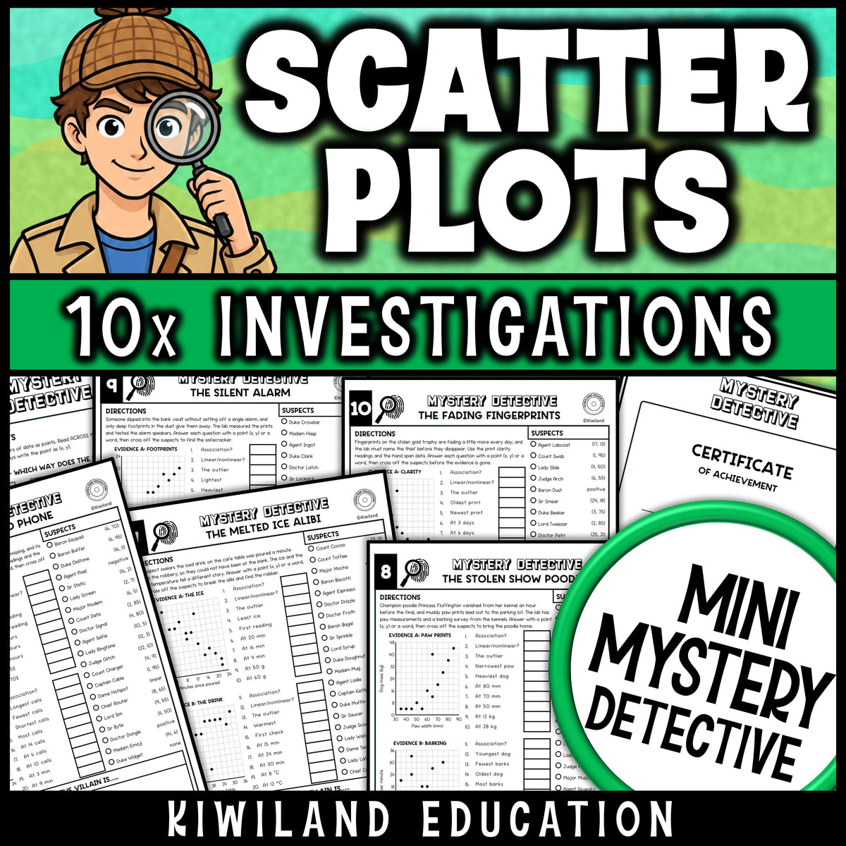 Interpreting scatter plots data analysis activities with a reference page, answer keys and a certificate for middle school math