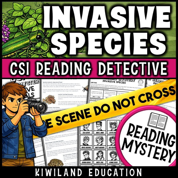 Invasive species science reading mystery cover for grades 3-6