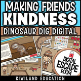 Dinosaur-themed kindness and friendship escape room puzzle screen