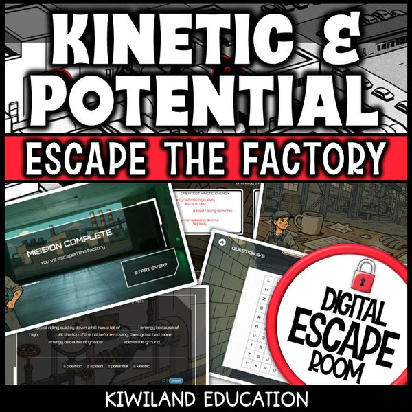 No-prep kinetic and potential energy review game with self-checking code locks