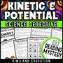 Kinetic and potential energy reading mystery comprehension activity cover for grades 3-6