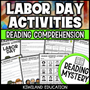 Labor Day reading mystery comprehension activity cover for grades 3-6