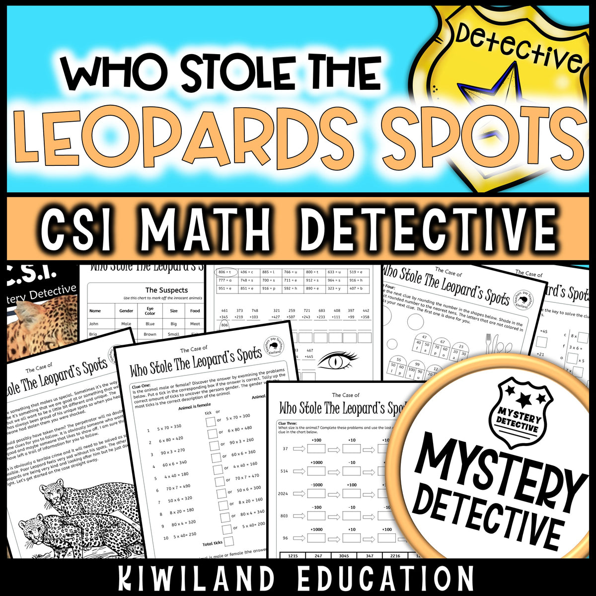 Leopards spots suspect chart animal detective story page