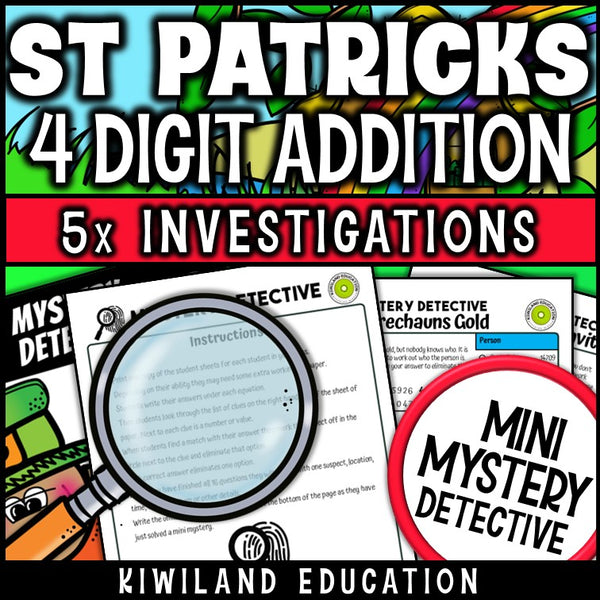 Leprechaun detective cases adding four digit numbers