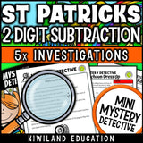 Leprechaun detective cases subtracting two digit numbers