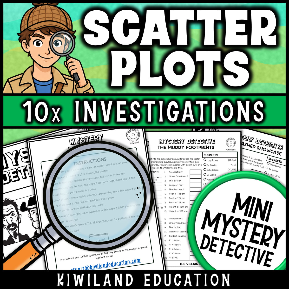 Linear and nonlinear association scatter plot pages and teacher instructions for 8th grade math centers and review