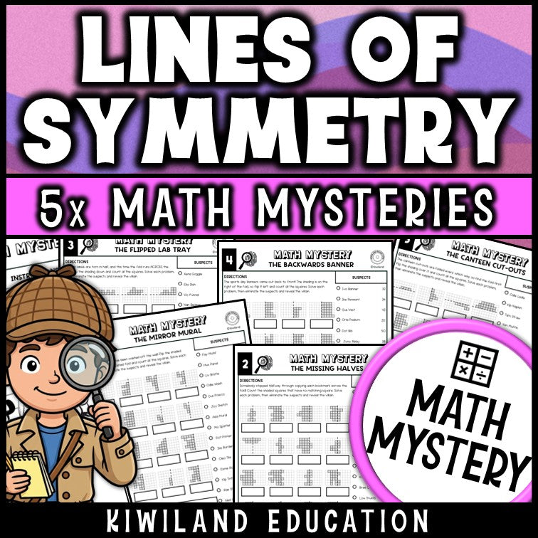 Lines of symmetry complete the figure math mystery geometry worksheets for grade 3 and 4