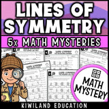 Lines of symmetry complete the figure math mystery geometry worksheets for grade 3 and 4