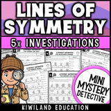 Lines of symmetry complete the figure mystery detective geometry worksheets grade 3-4
