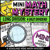 Long division math mystery worksheet sample page