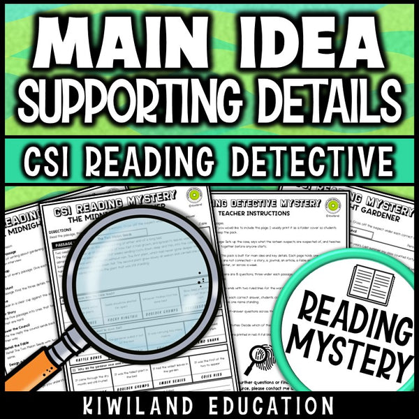 Main idea and key details reading comprehension worksheets, no prep printable for morning work