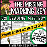 Main Idea and Inferencing CSI Reading Mystery – The Missing Answer Key comprehension activity for Grades 3–6