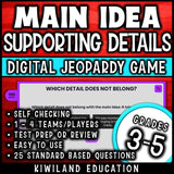 No-prep digital Jeopardy reading comprehension review game for grades 3 to 6