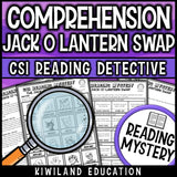 Making inferences Halloween close reading worksheets with suspect elimination activity