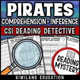 Making inferences pirate close reading worksheets in black and white with answer keys