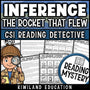 Making inferences reading comprehension passages and questions CSI reading mystery cover, space rocket, grades 3-5