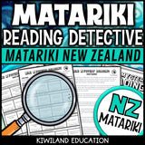 Matariki reading mystery comprehension questions worksheet with suspect line-up