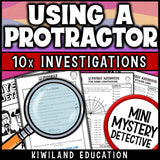 Measuring angles activity pages with a large protractor on every page and teacher instructions, ready for math centers, morning work and small groups