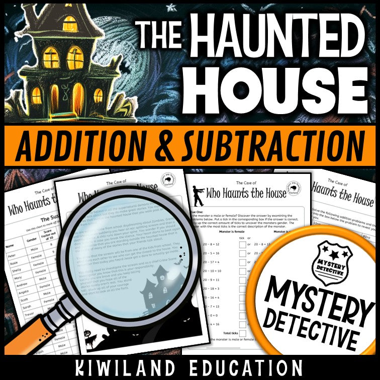 Mental addition subtraction clue pages haunted house worksheets