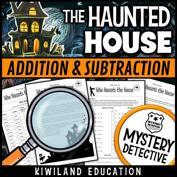 Mental addition subtraction clue pages haunted house worksheets