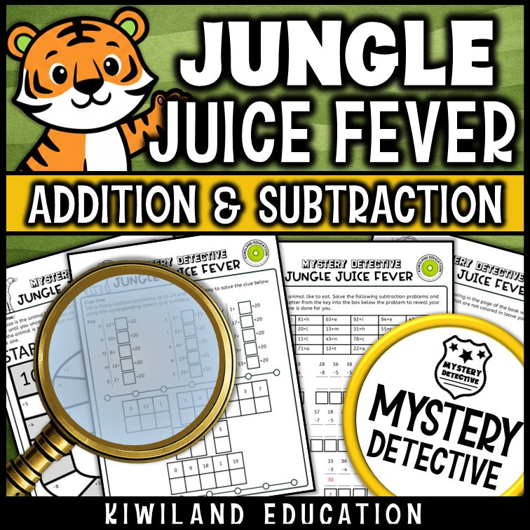 Mental math within 20 clue pages jungle detective worksheets