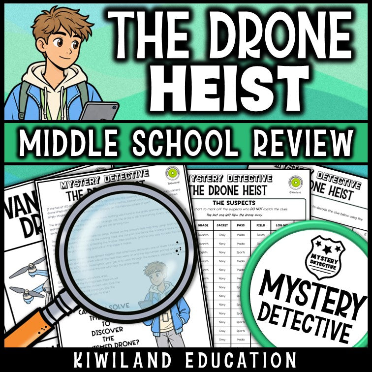 Middle school mystery detective activity suspect chart no-prep printable