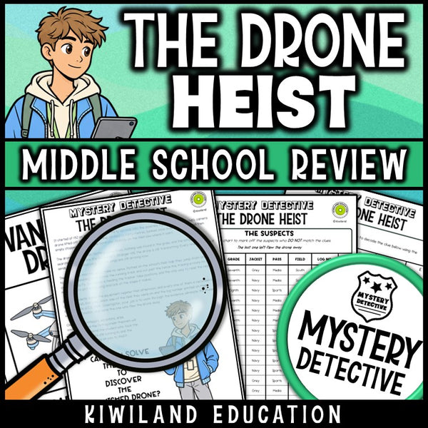 Middle school mystery detective activity suspect chart no-prep printable