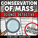 NGSS-aligned Law of Conservation of Mass and Matter classroom activity with CSI-style clues