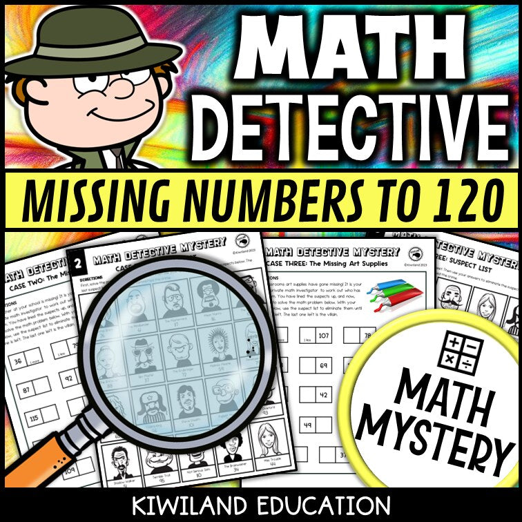 Suspect line-up page for the missing numbers to 120 detective mystery