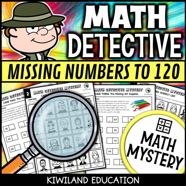 Suspect line-up page for the missing numbers to 120 detective mystery