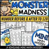 Missing numbers to 120 before and after math mystery worksheets cover