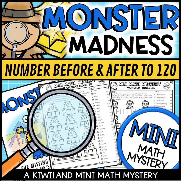 Missing numbers to 120 math mystery worksheet sample page