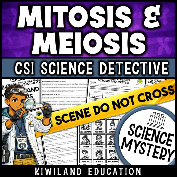 Mitosis and Meiosis Science Mystery cover for Grades 7–10 cell division