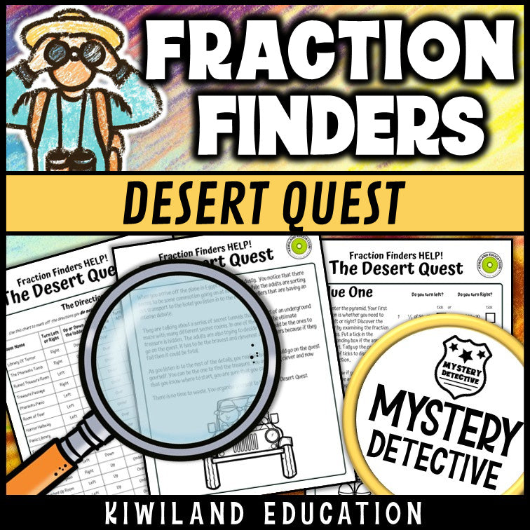 Mixed and improper fractions clue pages desert quest detective case