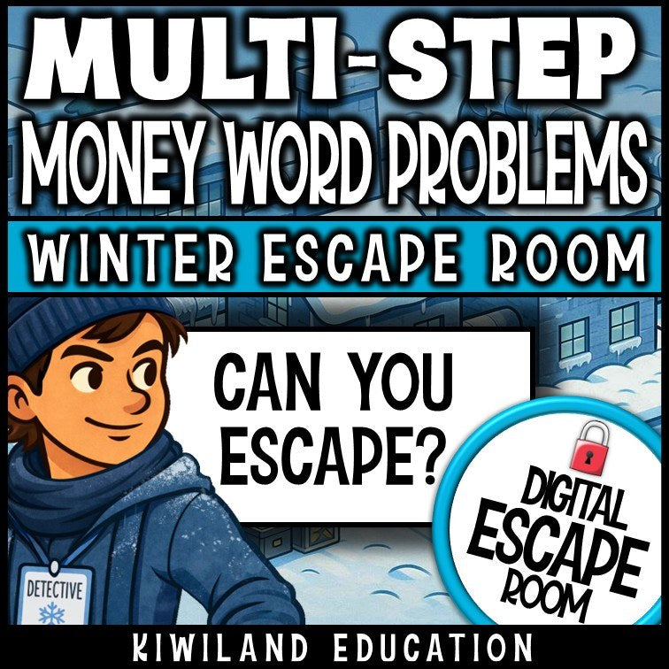 Digital math escape room teaching multi-step money problems and budgeting
