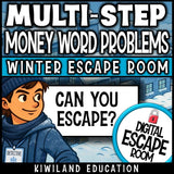 Digital math escape room teaching multi-step money problems and budgeting