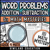 Multi-digit addition and subtraction word problems grade 4 no-prep printable