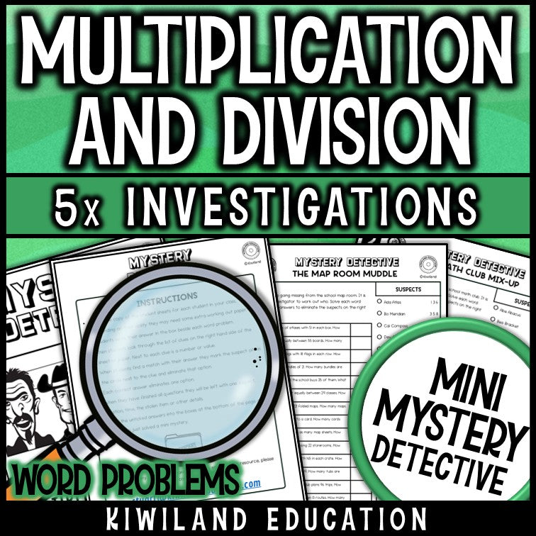 Multi-digit multiplication long division word problems grade 5 no-prep printable